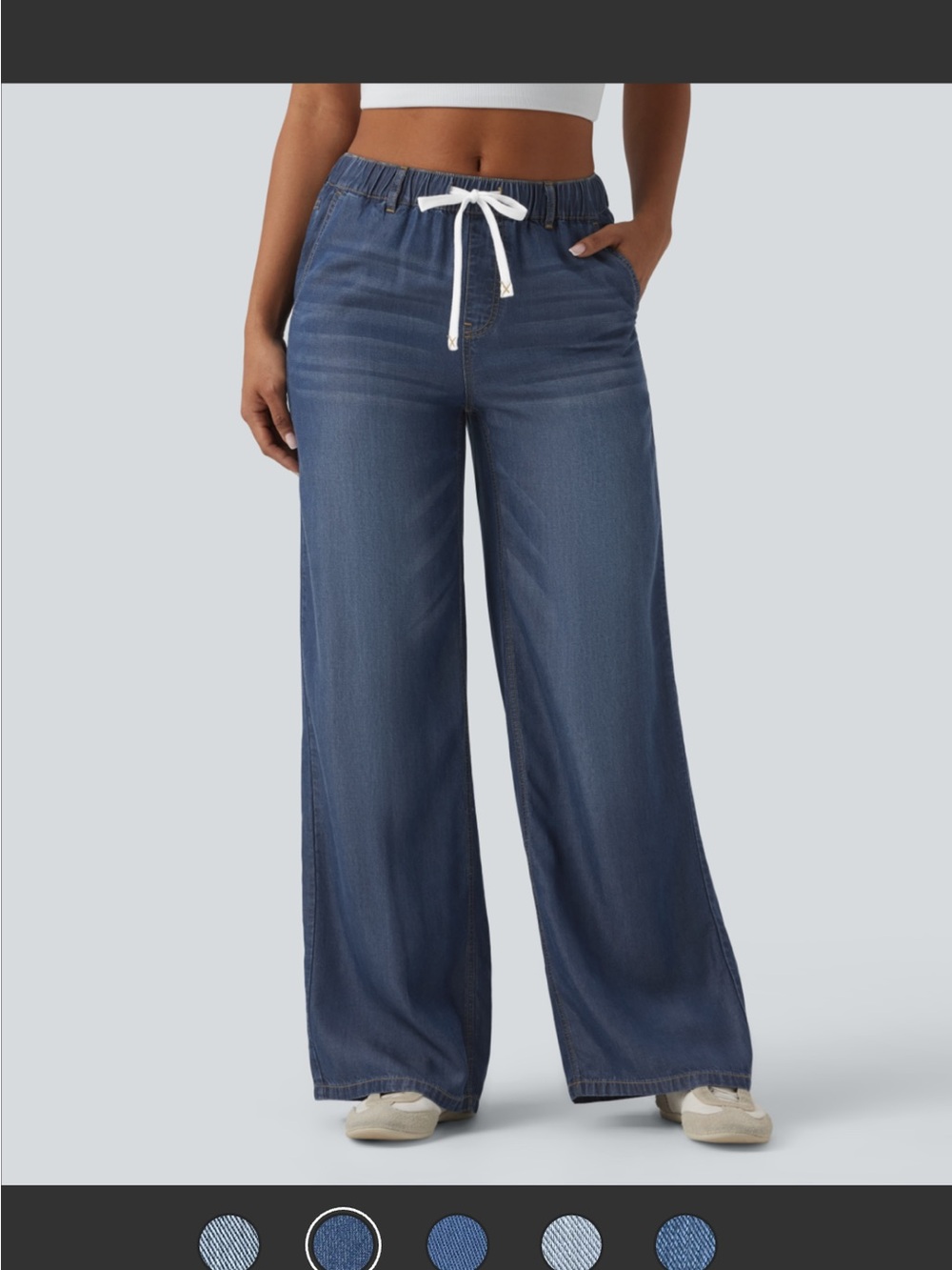 Halara 4-way stretch drawstring denim fall pants - tall - Picture 3 of 7